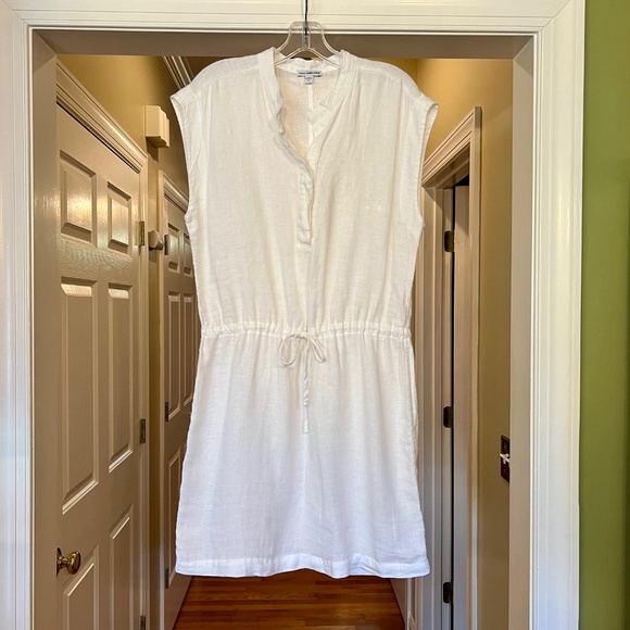 NWOT James Perse Standard White Linen Drawstring Waist Dress Size 3 or LARGE - Picture 1 of 6